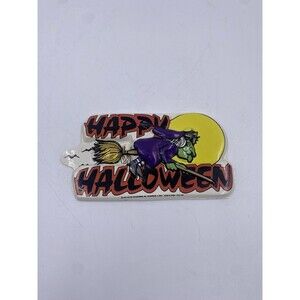 Vtg 1991 Wilton Enterprises HAPPY HALLOWEEN Flying Witch Plastic Cake Topper